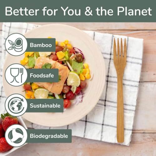 Fourchette en bambou jetable biodégradable pour buffet et traiteur