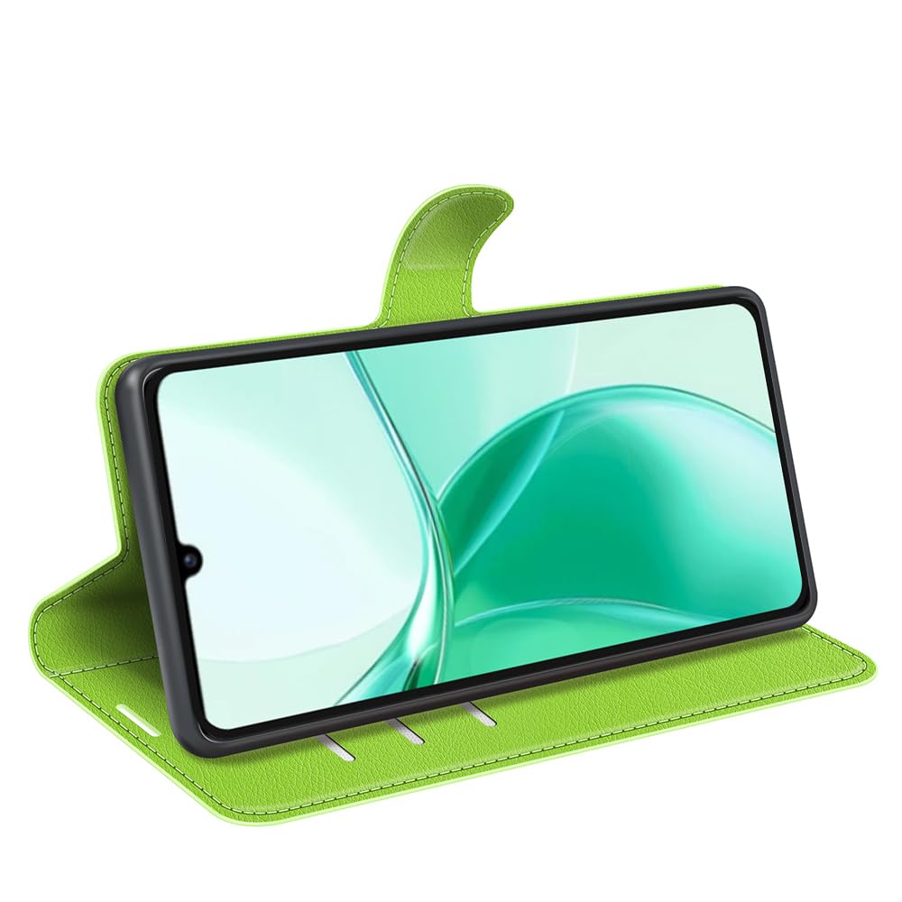 Funda Con Soporte Magnético Para ZTE Blade A35 / A55 - Cuero PU, Ranuras Para Tarjetas, Color Verde