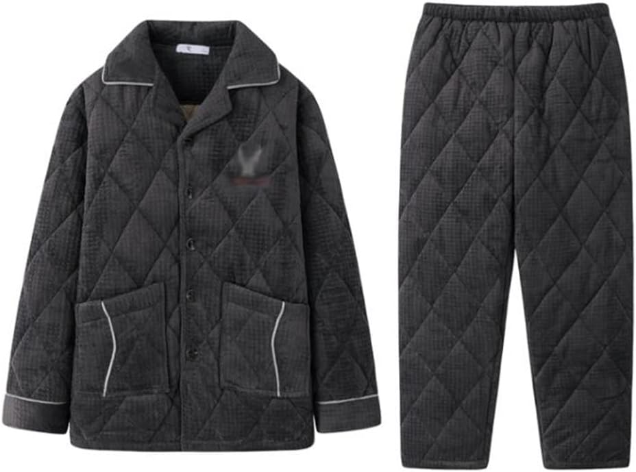 Men's Pajamas Autumn And Winter Coral Fleece Quilted Large Size Flannel Thickened Home Service Suit