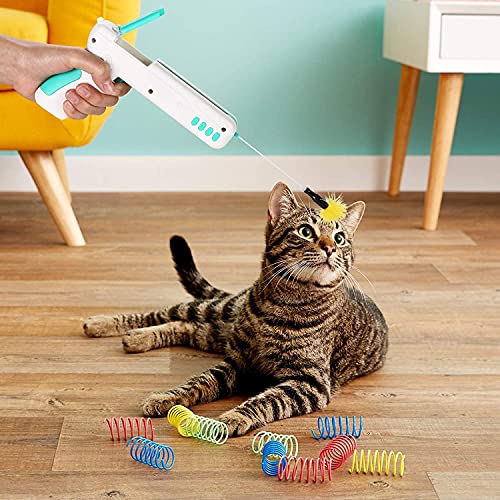 Image of Pets Empire Cat Toy Gun, Interactive Cat Toy Gun Shape Toy with Ball & Feather, Indoor Exercise Funny Cat Stick Toy 1 Piece (Color May Vary)