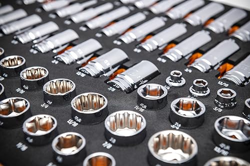 Image of GEARWRENCH 85 Piece 3 /8 inch Drive Master SAE Socket Set in Foam Storage Tray - GWMSSKT38SAE