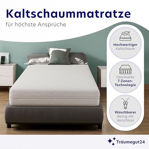 Träumegut24 - ergonomische 7-Zonen Matratze 80x200 cm | Größe + Höhe wählbar | Härtegrad H2&H3...