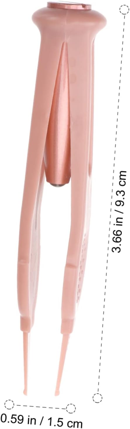 FRCOLOR Cleaning Tweezer with LED Light Stainless Steel Silicone Clip for Nose Ears Navel and Eye Skid Handle for Newborns and Lightweight Pink Tool