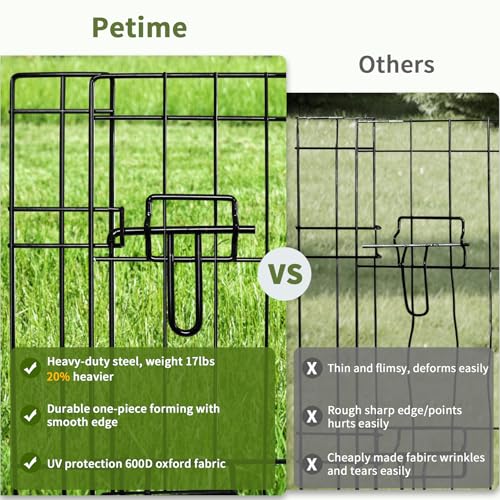 Image of PETIME Foldable Metal Dog Exercise Pen /Pet Puppy Playpen Kennels Yard Fence Indoor /Outdoor 8 Panel 24 inch W x 24 inch H with Top Cover (with top Cover, 8 Panels 24 inch H)