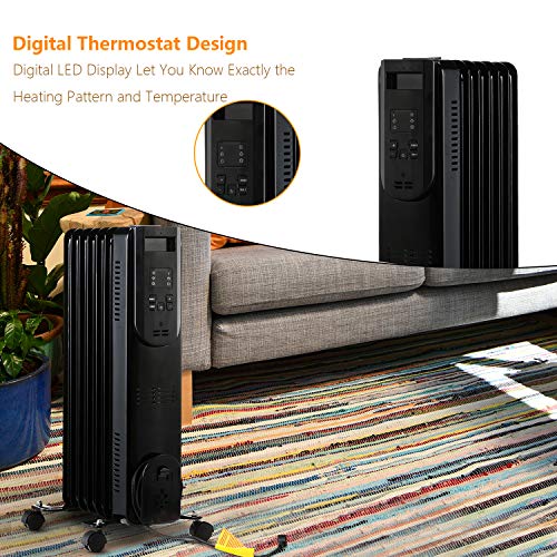 image for HYD-Parts Space Heater with Remote Control, 1500W Electric Oil Filled 