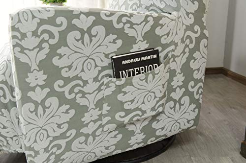 1-Piece Stretch Jacquard Floral Pattern Fabric Recliner Slipcover Light Gray Sofa Cover With Elastic Band And Side Pocket Machine Washable Furniture Protector Chair Cover For Kids Pet (Light Gray) #TOP3