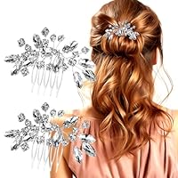 2 Stück Braut Haarschmuck Kristall,Silber Haarschmuck Hochzeit,Elegant Brautschmuck Haare,Haarkamm Hochzeit für Frauen und Mädchen,Paar-Date,Shopping mit der Besten Freundin,Afternoon Tea