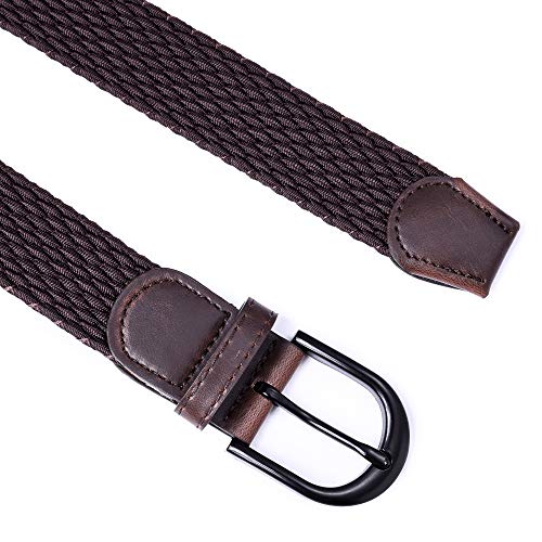 Image of Mile High Life | Braided Stretch Elastic Belts | Pin Oval Solid Black Belt Buckle | PU Loop End Tip Men /Women /Junior Belt