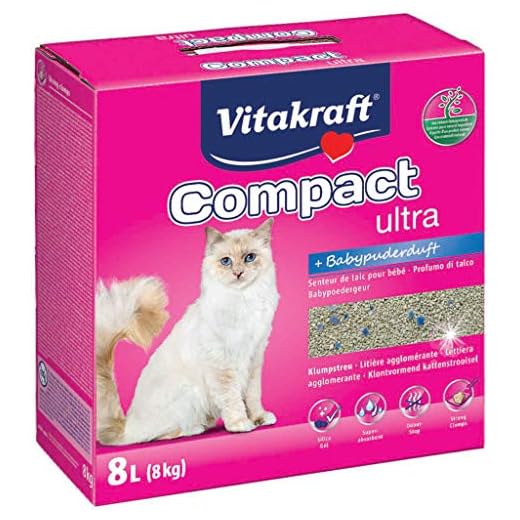 Vitakraft - Arena Aglomerante Compact Ultra Plus Sílice, Arena para Gatos con Gel de Sílice - 8kg