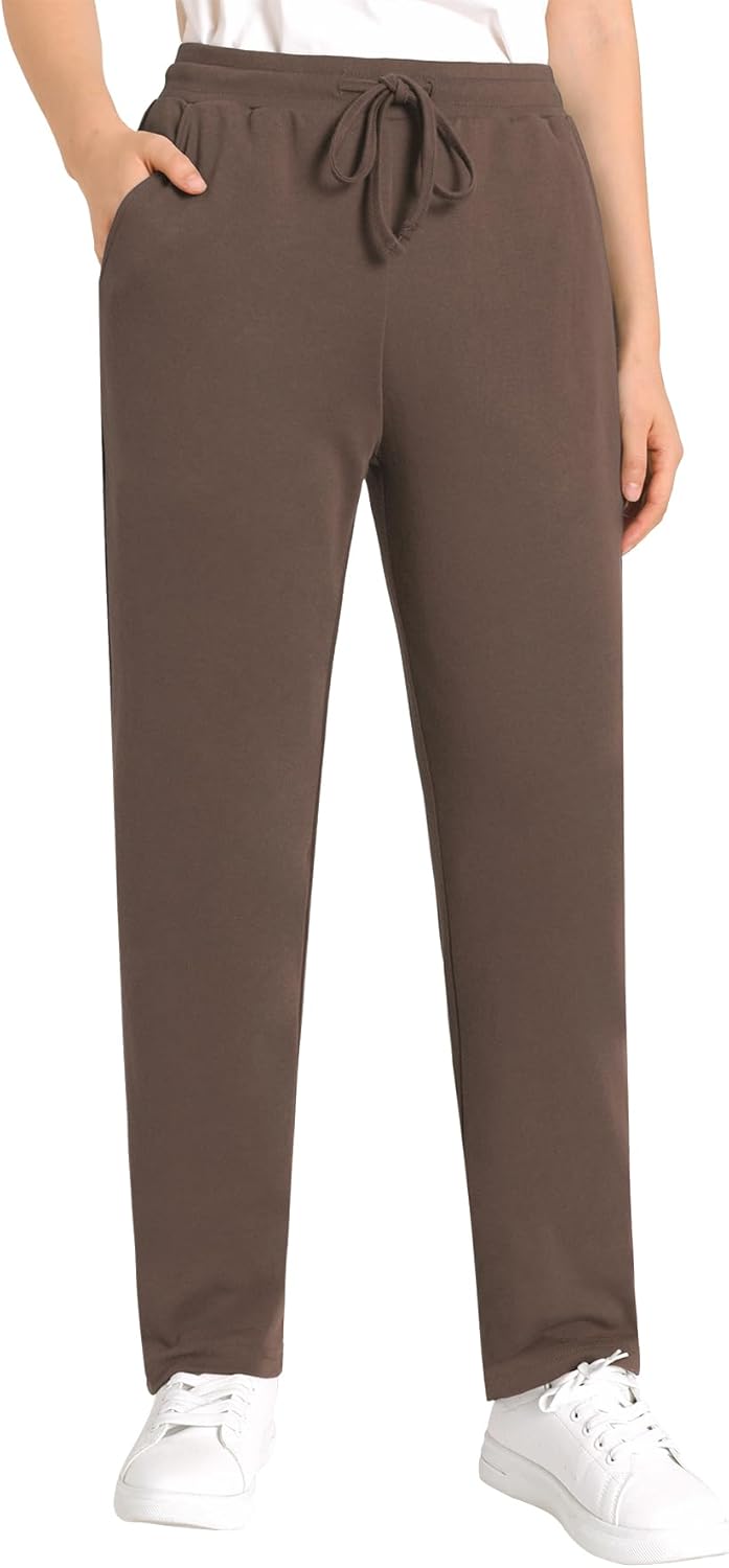 Weintee Women's Drawstring Cotton Knit Pants with Pockets