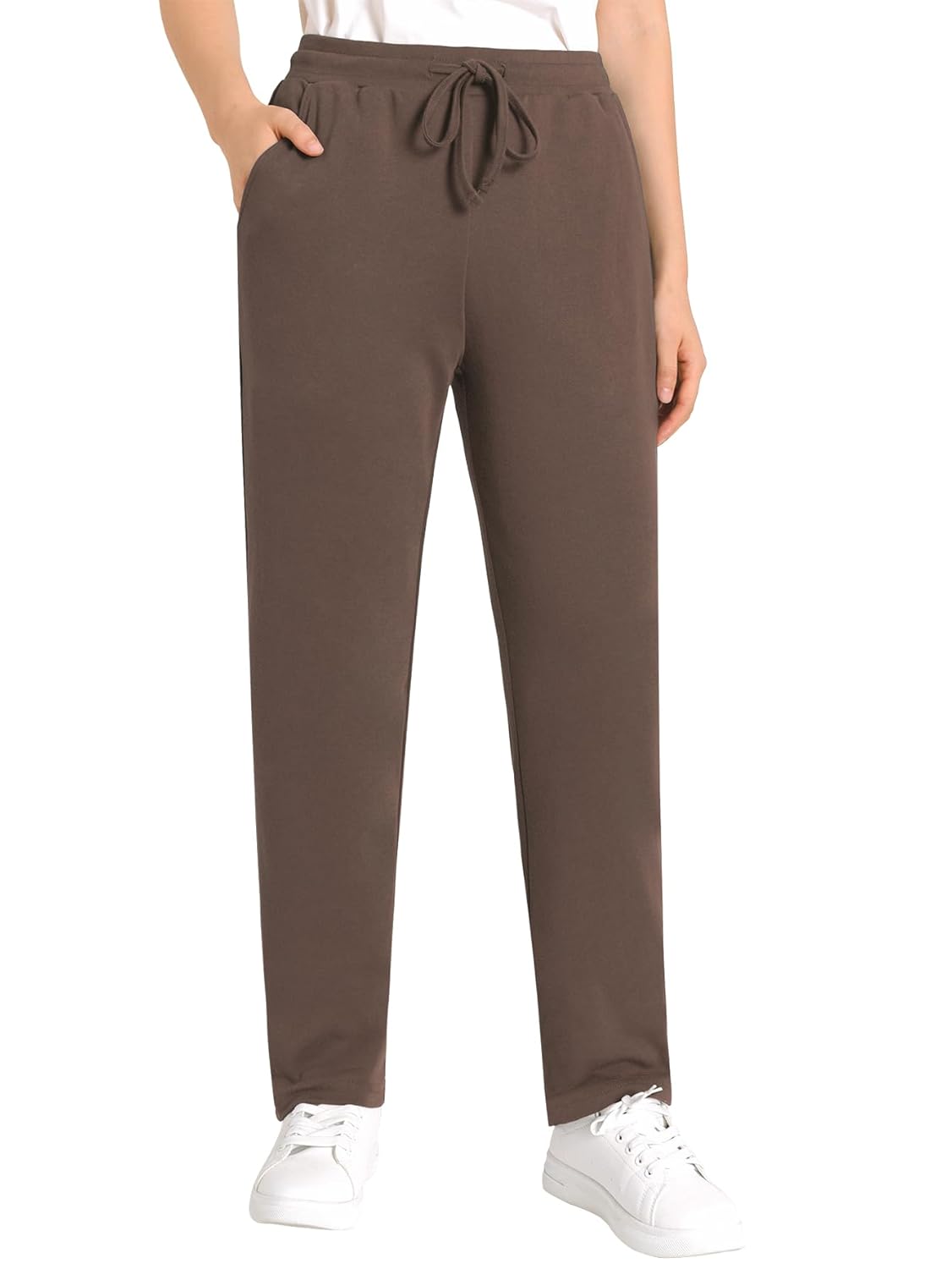 Weintee Womens Drawstring Cotton Knit Pants with Pockets