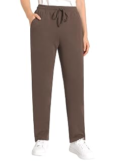 Weintee Womens Drawstring Cotton Knit Pants with Pockets