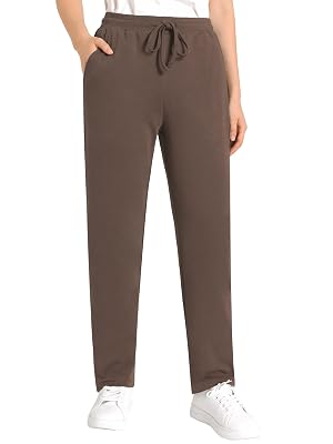 Weintee Womens Drawstring Cotton Knit Pants with Pockets