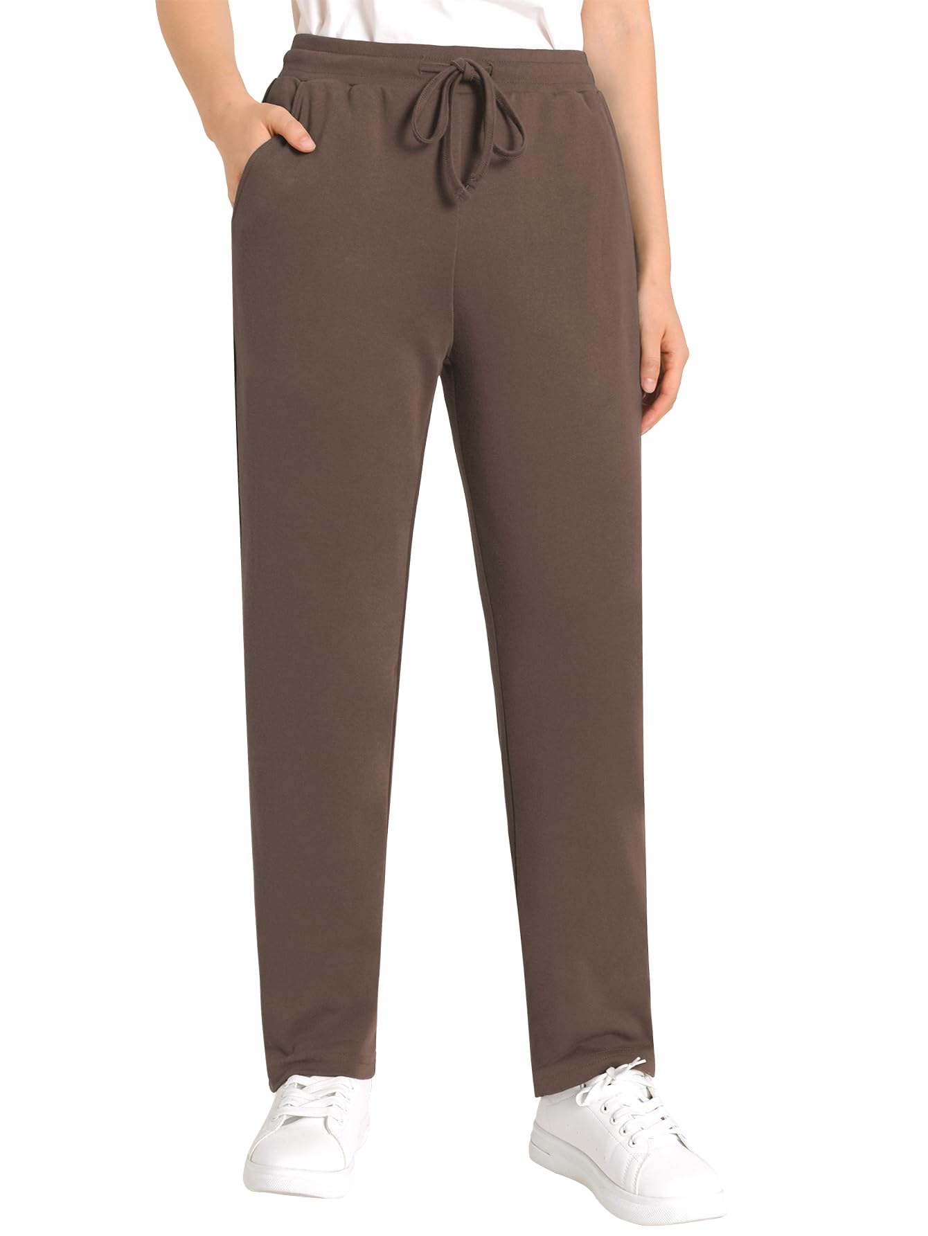 Weintee Womens Drawstring Cotton Knit Pants with Pockets
