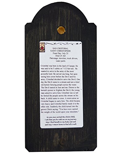 Modern Artisans San Cristobal (St Christopher) Patron Saint Of Travelers Handmade Retablo Plaque, 3.5 X 7.25 Inches #TOP2