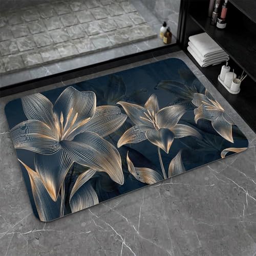 Image of FIGMENT 3D Anti-Slip Water Absorbent Bathroom Mat | Quick Dry Rectangular Bath Mat for Home, Kitchen Doorway, Office & Entryway Use | Soft, Odour-Free & Easy Clean Floor Mat (60x40 cm)