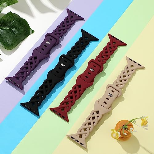 Image of Slim Silicone Bands Compatible with Apple Watch Band 40mm 38mm 41mm 44mm 45mm 46mm 49mm 42mm Women Floral Breathable Braided Lace Thin Sport Strap Replacement Wristbands iWatch SE Series 11 10 9 8 7 6 5 4 3 ultra 2