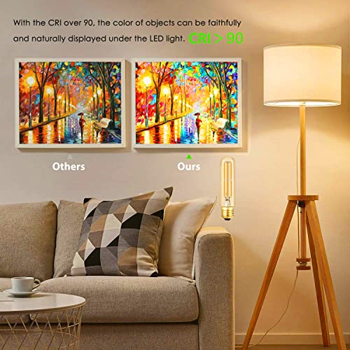 Dimmable E26 Edison Bulb 6W Equal 60 Watt Light Bulb Ac120V Warm White 2700K Amber Glass Edison Light Bulbs 60 Watt 600Lm Tubular T10 Led Bulb For Rustic Pendant,Chandeliers,Wall Sconces,Vanity 3Pack #TOP3