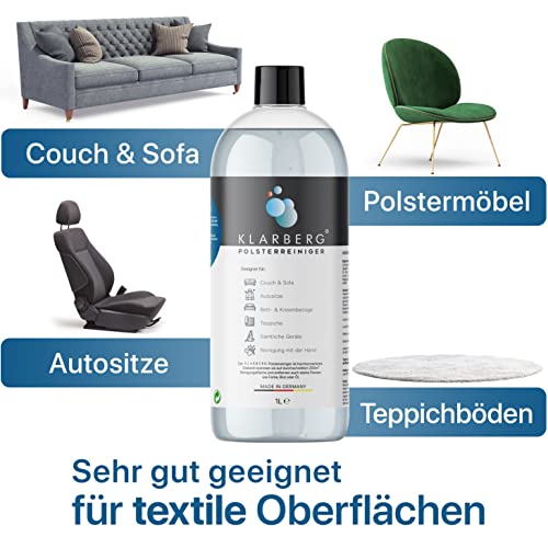 KLARBERG® 1L Waschsauger Polsterreiniger Konzentrat I Polsterreiniger für Sofa, Teppich, Autositze, Textilreiniger uvm. I Geeignet für Waschsauger, Nasssauger und Reinigung per Hand