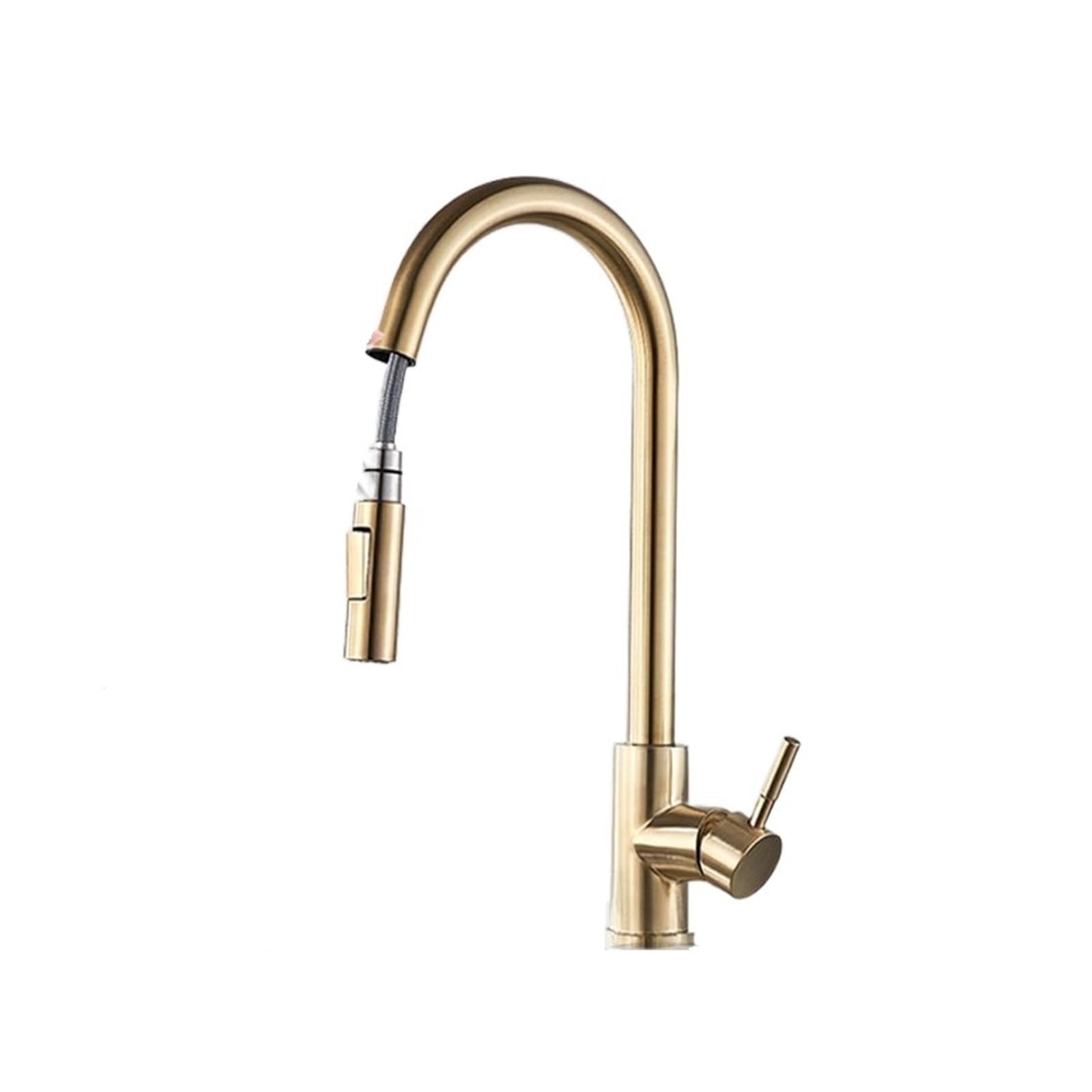 DFGHNBVC Smart Touch Kitchen Faucet Pull Out Sensor Faucets 360 Rotation 2 Outlet Water Mixer Taps Easy Installation,Brushed Gold Sensor