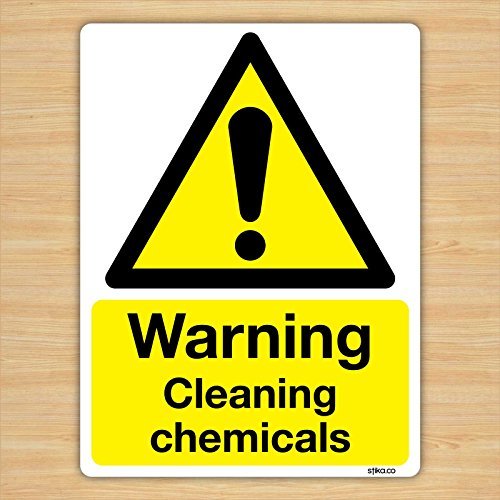 Warning Cleaning Chemicals Sign Notice - 200 x 150 mm (Self - Adhesive) - make everyone aware of risks and procedures by stika.co