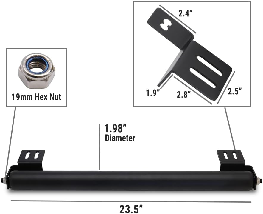 Syneticusa 23.5" Powder Coated Aluminum Ladder Roller for Rack with T-Slot Channel for Easy Loading Ladders, Lumber, Smooth Rolling Surface Roof Rack Cross Bars Vortex & HD Bars, Black