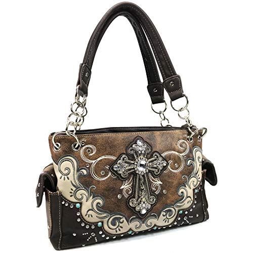 Zelris Western Silver Rhinestone Cross Women Conceal Carry Handbag2