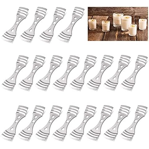 20pcs Metal Candle Wick Centering Device, Stainless Steel Candle Core Holder for Candle DIY Making (Candle Clips, Wick Centering Device, Silver) Cover