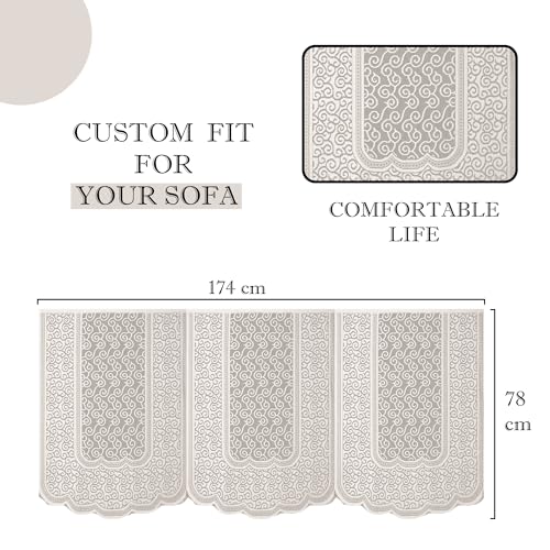 Image of Kuber Industries (Set of 6) Stylish & Durable Cotton Sofa Covers 3 Seater | Washable Sofa Protector /Mat | Suitable Slipcover for Living Room & Office | Zig Zag Design - Cream