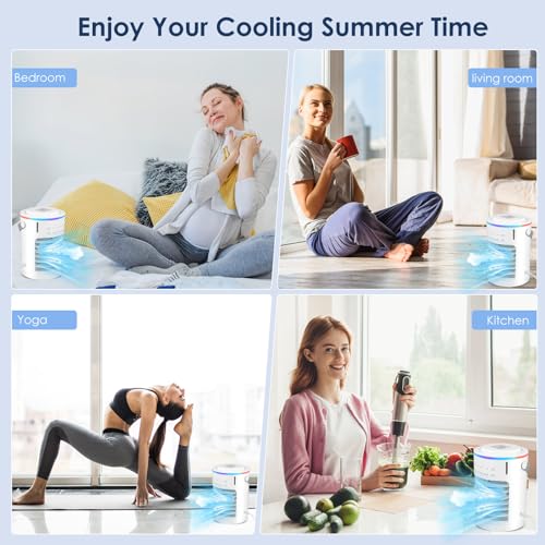 Nuision Mini Air Cooler Fan, Portable Air Conditioner, 3-in-1 Evaporative Air Cooler with 600ML Water Tank, 3 Wind Speed & 2 Mist Mode, 7 LED Lights, Small Desktop Cooling Fan for Home Office Bedroom - Image 5