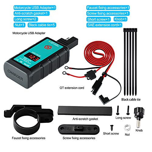 Pruie Carregador USB para motocicleta Carga rápida dupla USB para motocicleta 3.0 com voltímetro Cab