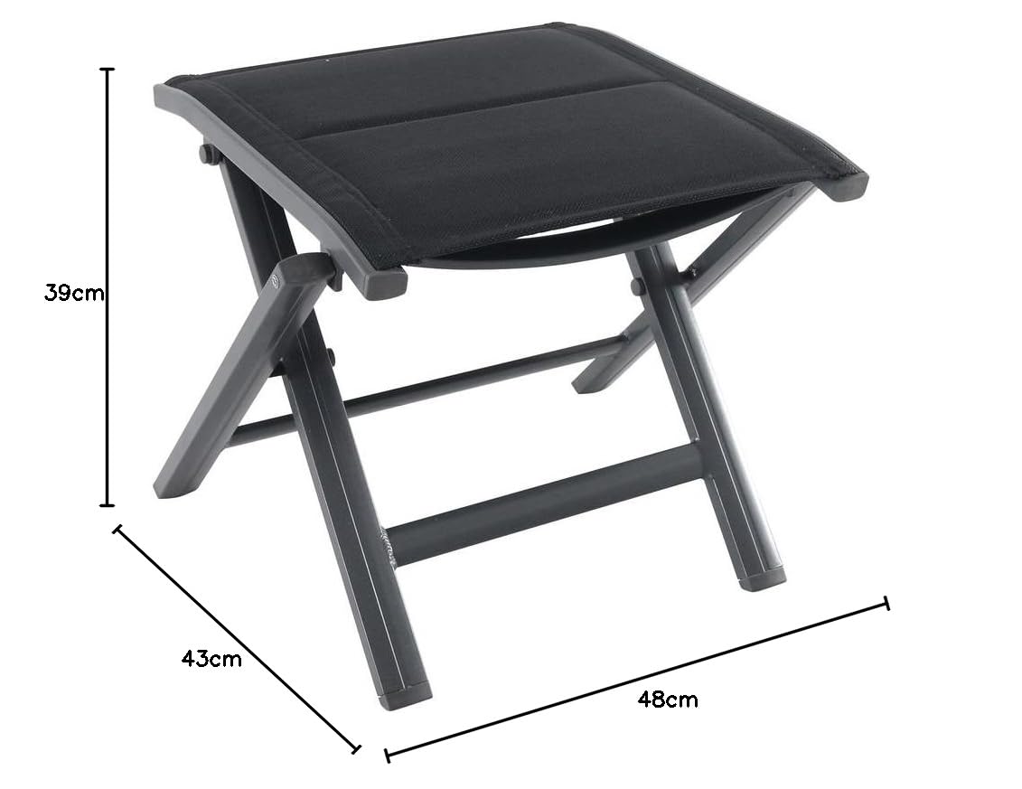 greemotion Klapphocker Grenada, Gartenhocker einsetzbar im Innen- und Außenbereich, Alu-Hocker mit gepolsterter Bespannung aus Textilene, wetterfest und leicht trocknend, 48 x 43 x 39 cm