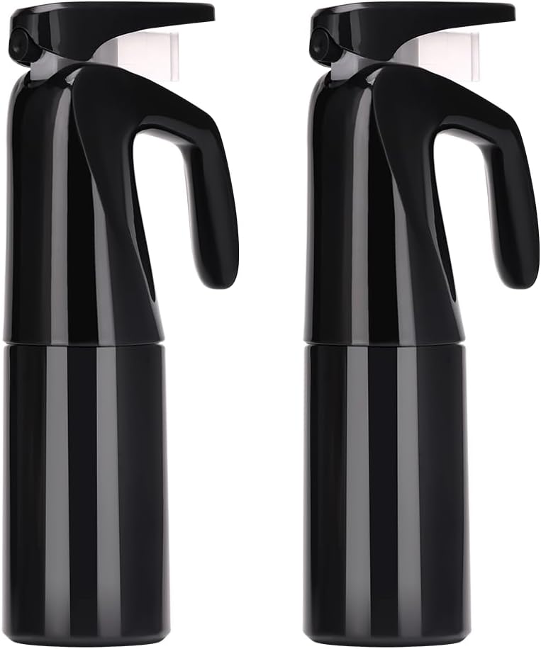 2Pack Continuous Spray Bottle - 6.8 OZ / 200 ML Ultra Fine Mist Sprayer for Hair | Water Mister for Hairstyling, Cleaning, Salons (Black)