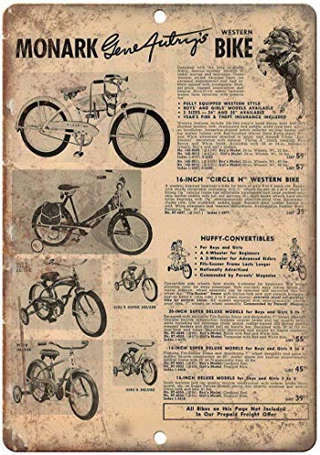 ABLERTRADE Cartel de Metal con Texto en inglés «Monark Western Bicycle Huffy Nostalgic» para decoración de la casa, 20 x 30 cm