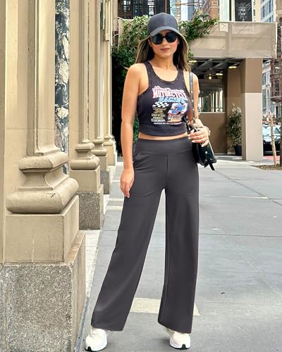 Image of G4Free EverGoing Yoga Pants Women Wide Leg Pants with Pockets High Waist Stretch Dress Casual Sweatpants Petite /Regular /Tall