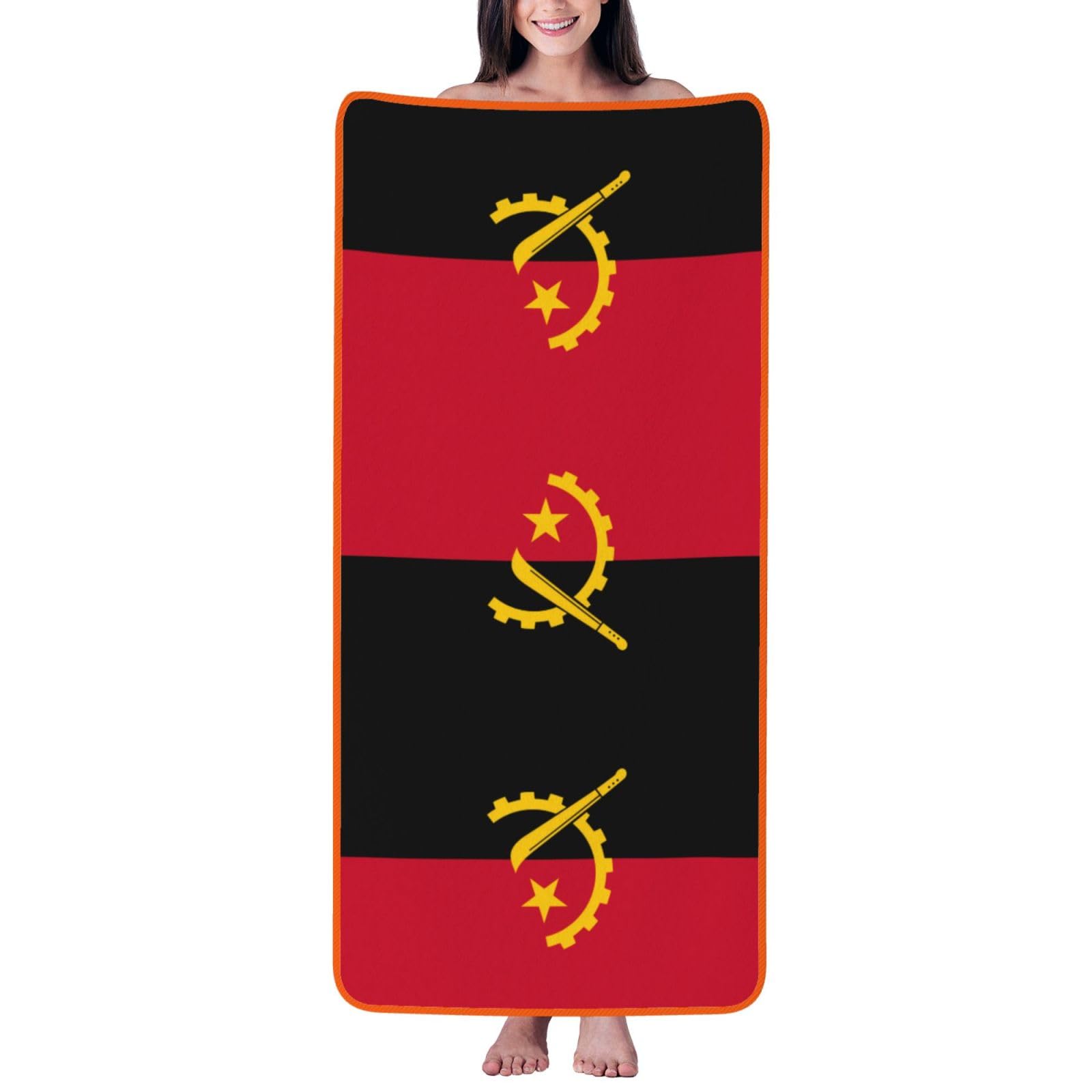 WZYCWB Angola Flag Printed Lightweight Bath Towel - Portable for Travel/Gym/Pool