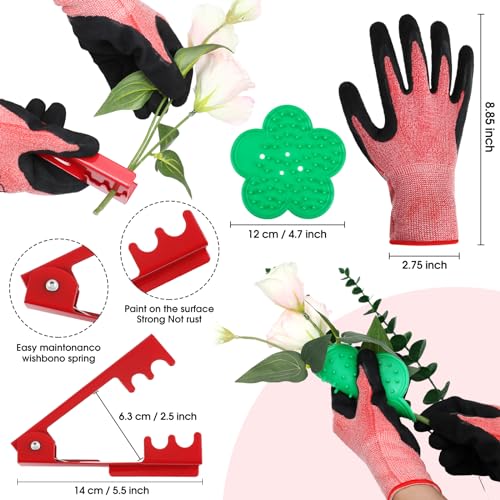WILLBOND 121 Pcs Floral Arrangement Tool Kit, Rose Thorn Remover Pruner Trimmer Gloves 22/26 Gauge Paddle Tie Stem Pearl Corsage Pin Pruning Shears, Florist Tool Gift for Women(Bright Color)