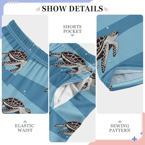 Boys' Pants Turtles Bubbles Dark Light Blue Long Bottoms Jogger Pants Elastic Waist Trousers with Pockets S-XL4