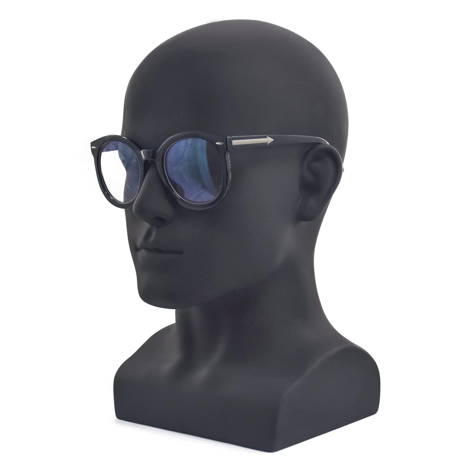 PVC Matte Black Male Mannequin Head Display Head Stand Wig Display Head Model Men Manikin Head Dolls for Display Headset, Headphone, Game Console, Hats, Wigs Jewellery (Matte Black)