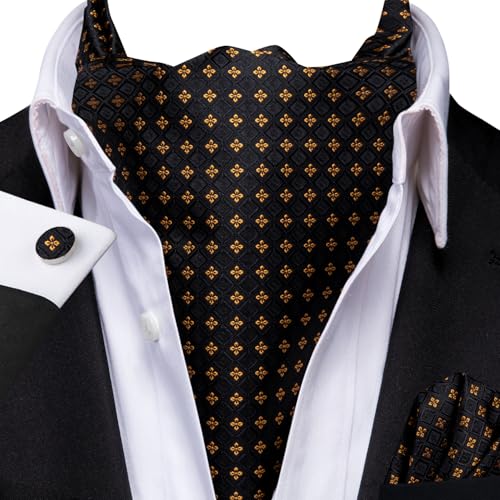 Image of Dubulle Paisley Floral Ascot for Men Self Tie Mens Cravat and Pocket Square Cufflinks Wedding