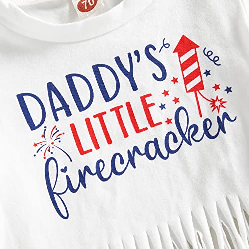 Baby Girl 4Th Of July Outfit Fourth July Fringe Shirt Tassel Top And Bloomer Short Headband Cute Clothes Set (Daddys Little Firecracker, 6-12 Months) #TOP3