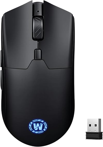 Wireless Gaming Mouse, 800-6400 DPI, Tri-Mode 2.4G/USB-C/Bluetooth 5.3 Gaming Mouse Wireless, RGB Mouse Gamer, 100Hrs Battery Life, Rechargeable Gaming Mice for PC, Mac, PS5, Xbox - Black
