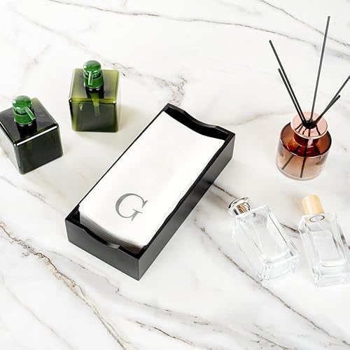 Miniatura 226 de Luxenap - Toallas de invitados de 15.8 x 7.9 pulgadas, 50 toallas de mano con letras plateadas, letra "P", fuente Sans Serif, servilletas de papel