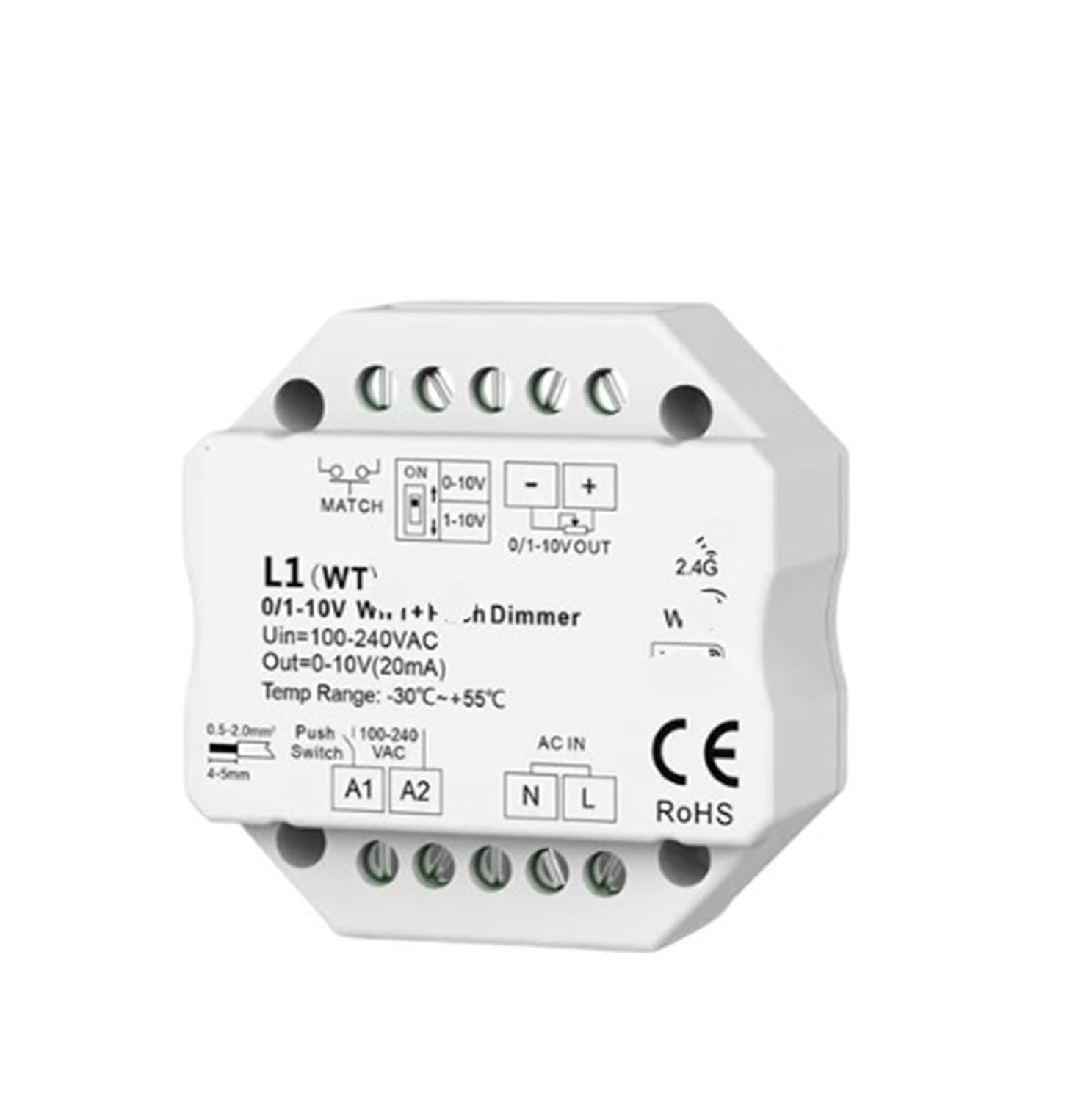 1 Pcs 0/1-10V LED Dimmer Controller Push Pull Dimmer L1(WT)/L1(WZ) 110V 220V 230V(L1 WT only)