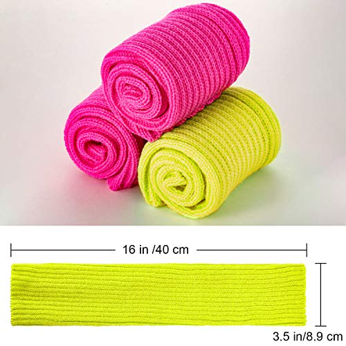 Image of Syhood 80s Women Neon Leg Warmers Knit Ribbed Leg Warmer for Party Accessories