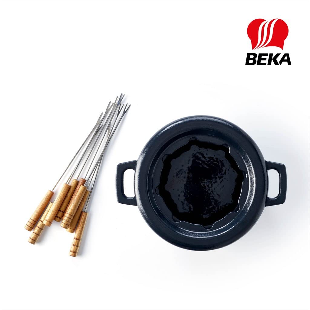 Beka Nori Service à fondue en fonte 2 l avec 8 fourchettes incluses Noir