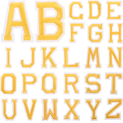 DIYEAH 26 Piezas De Letra Letras Brillantes Decoración De Letras Pegatinas Coser Pedrería Apliques Decorativos Con Purpurina Chaquetas Logo Coser Pegatina Golden