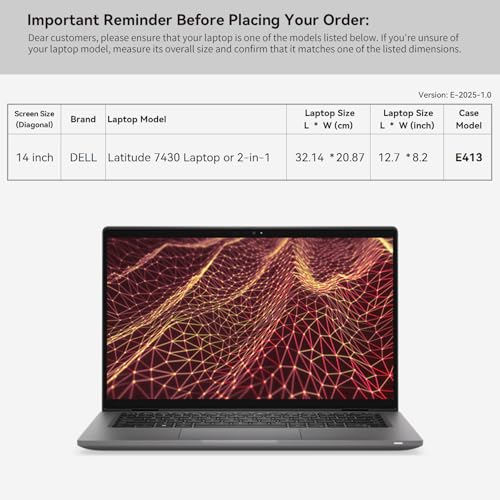 Image of Smatree Laptop Sleeve for 14 inch DELL Latitude 7430 Laptop or 2-in-1 | DELL Case with Accessory Pocket,Patented Super-Corner Design (E413)