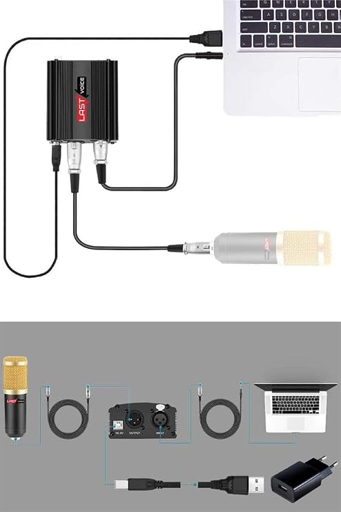 Lastvoice Ph-1000 +48V Phantom Power Ses Kartı (Usb, XLR Kablo ve Adaptör)
