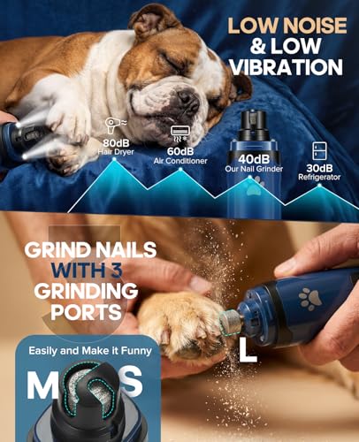 Broyeur à ongles pour chien avec LED lime rechargeable 2 vitesses